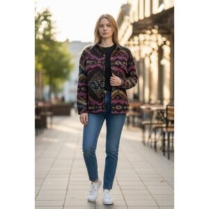 Simply Southern Southwestern Geometric Print Button Front Shacket Women's Small